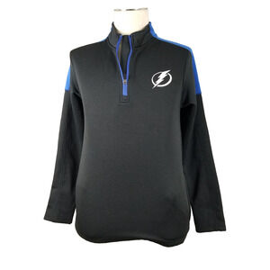 Tampa Bay Lightning Pullover Jacket Mens Small Black Blue NHL Hockey‎ 1/4 Zip
